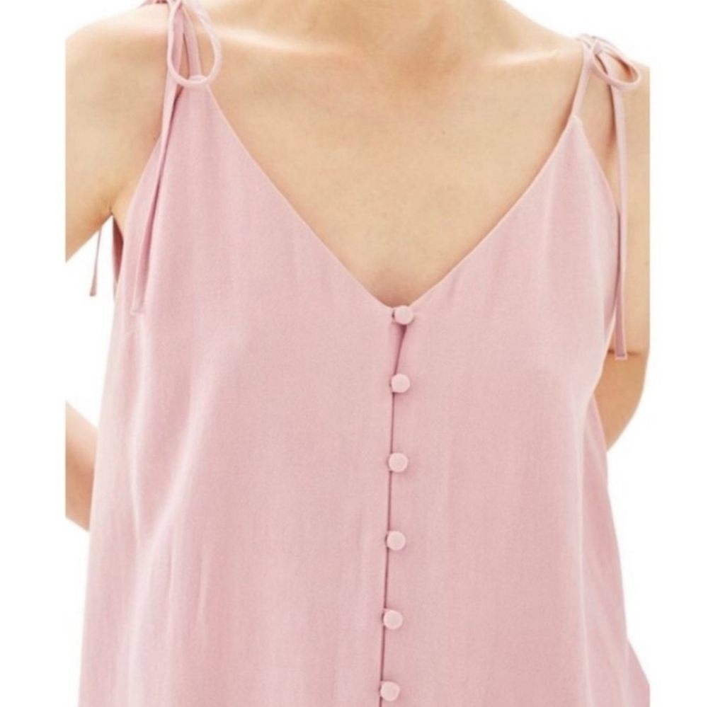 Topshop pink slip style button front dress
